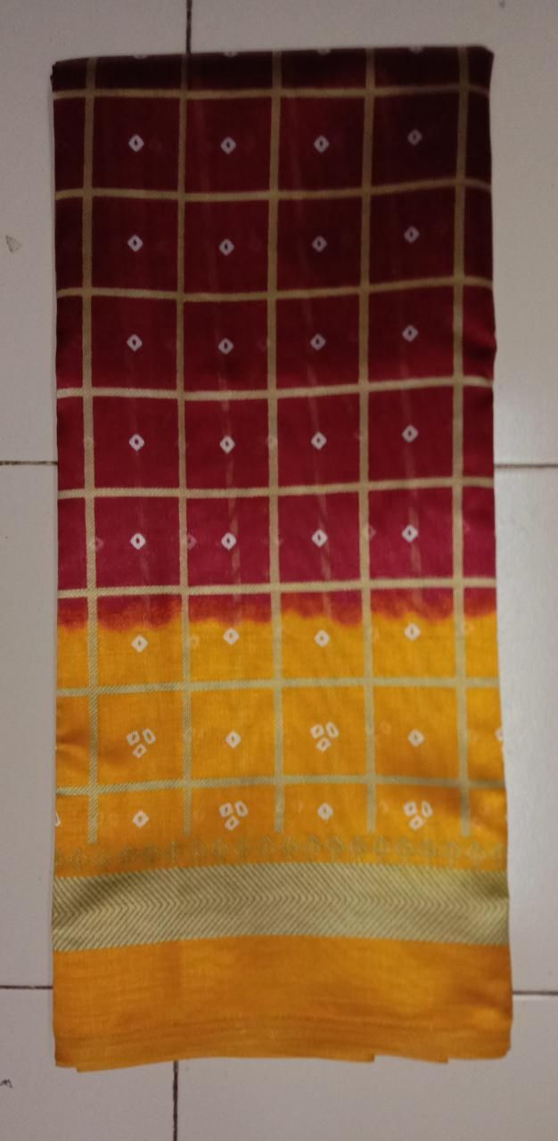 Trendy Mysore Silk Checks With Printed Saree