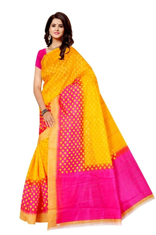 Beautiful Khadi Silk Saree With Printed Work