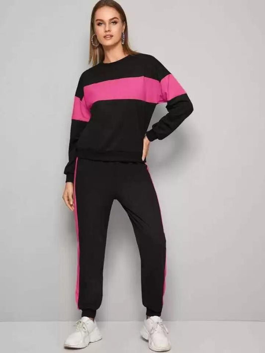 Women's Cotton Color Block Track Suit