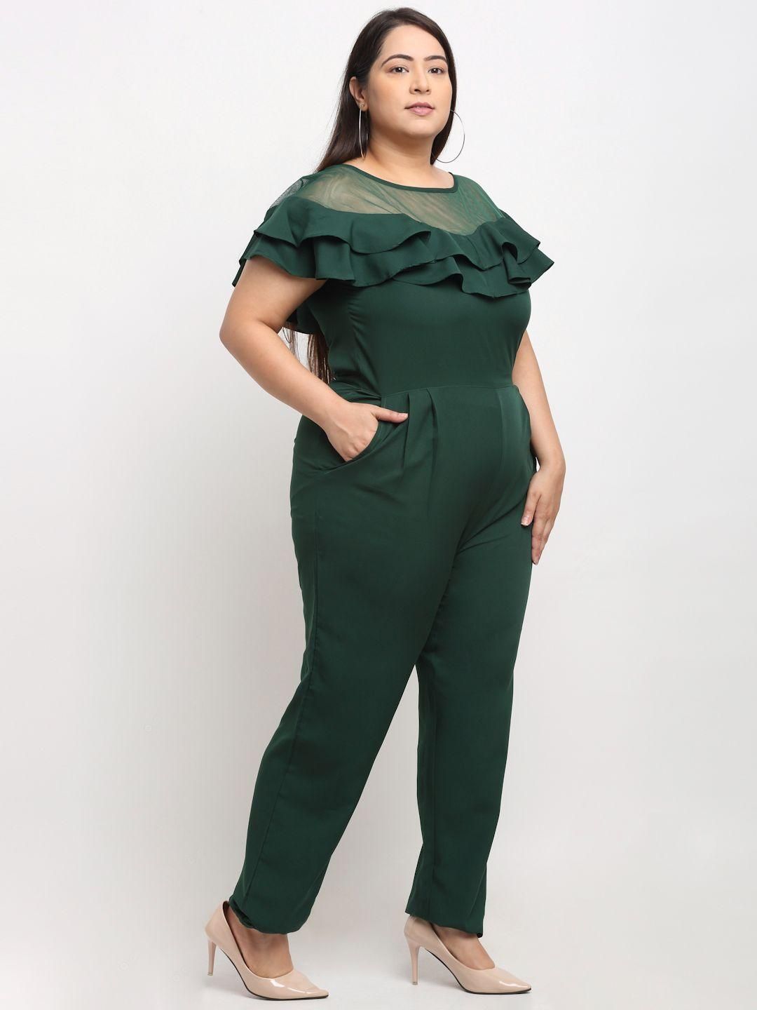 Flambeur Women's Plus Size Crepe Solid Jumpsuits